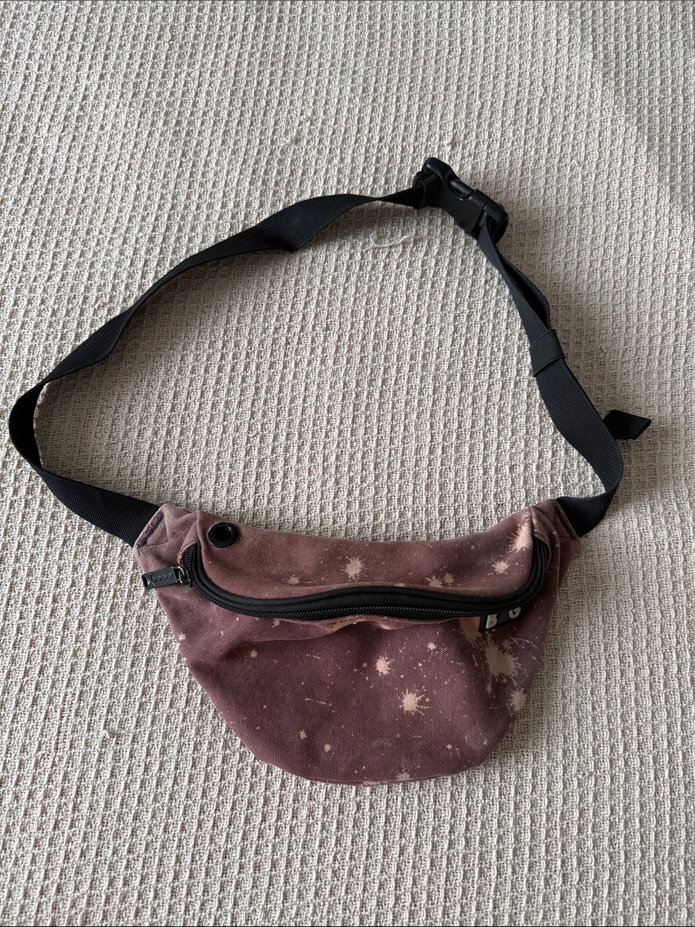 Dusty Rose Star-Splatter Belt Bag with Black Strap